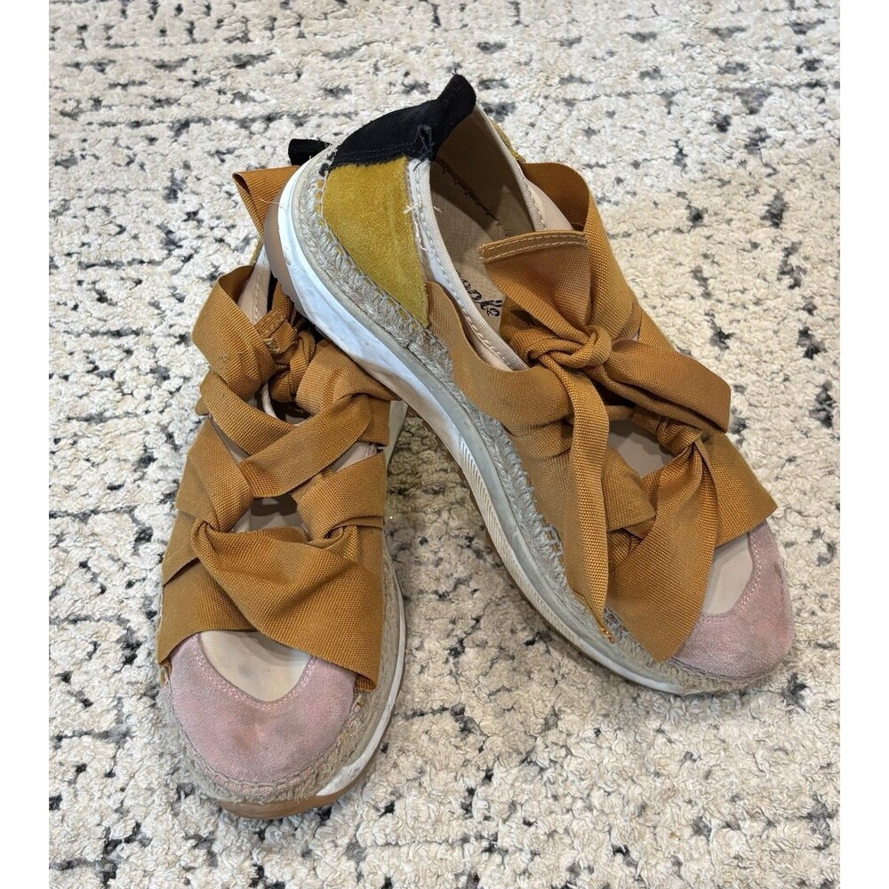 Free People Mustard Yellow and Blush Espadrille Sneakers